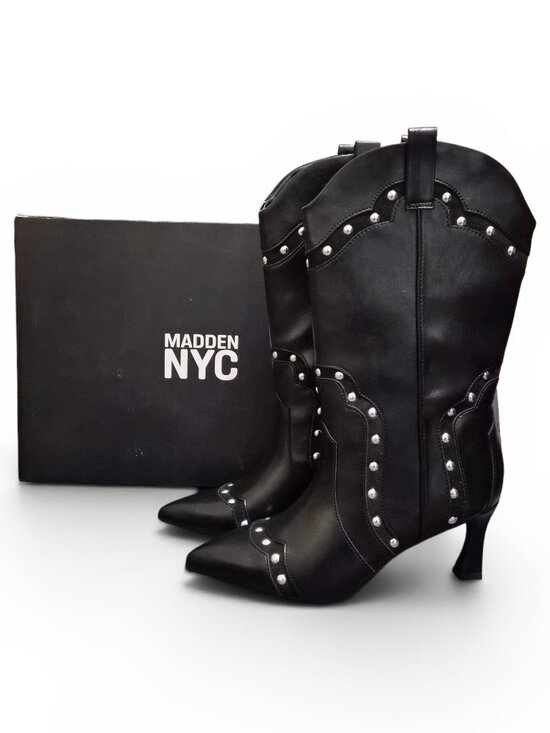 Madden Nyc Shoes - NIB Madden NYC Women's Studded Kitten Heel Boots Western Style Size 8-11 Black